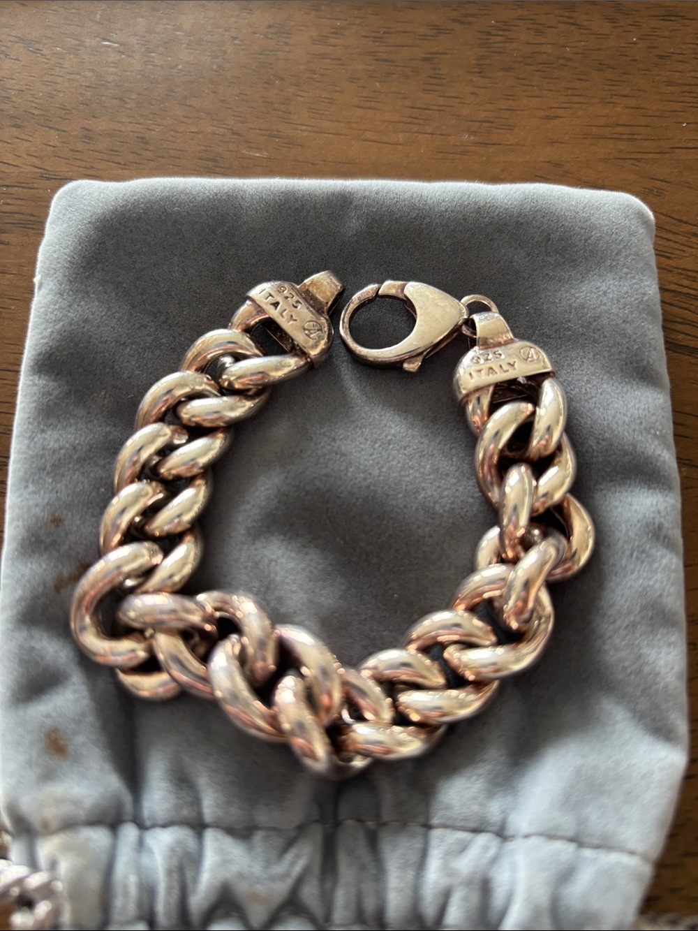 Chunky Italian Silver-Tone Chain Bracelet